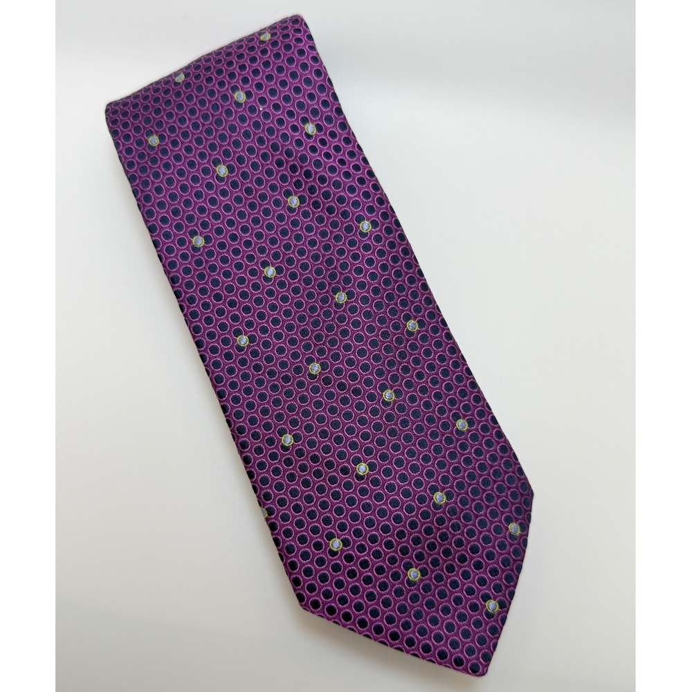 Ted Baker Necktie 3.25" Purple Geometric Paisley Silk Dandy Modern Professional